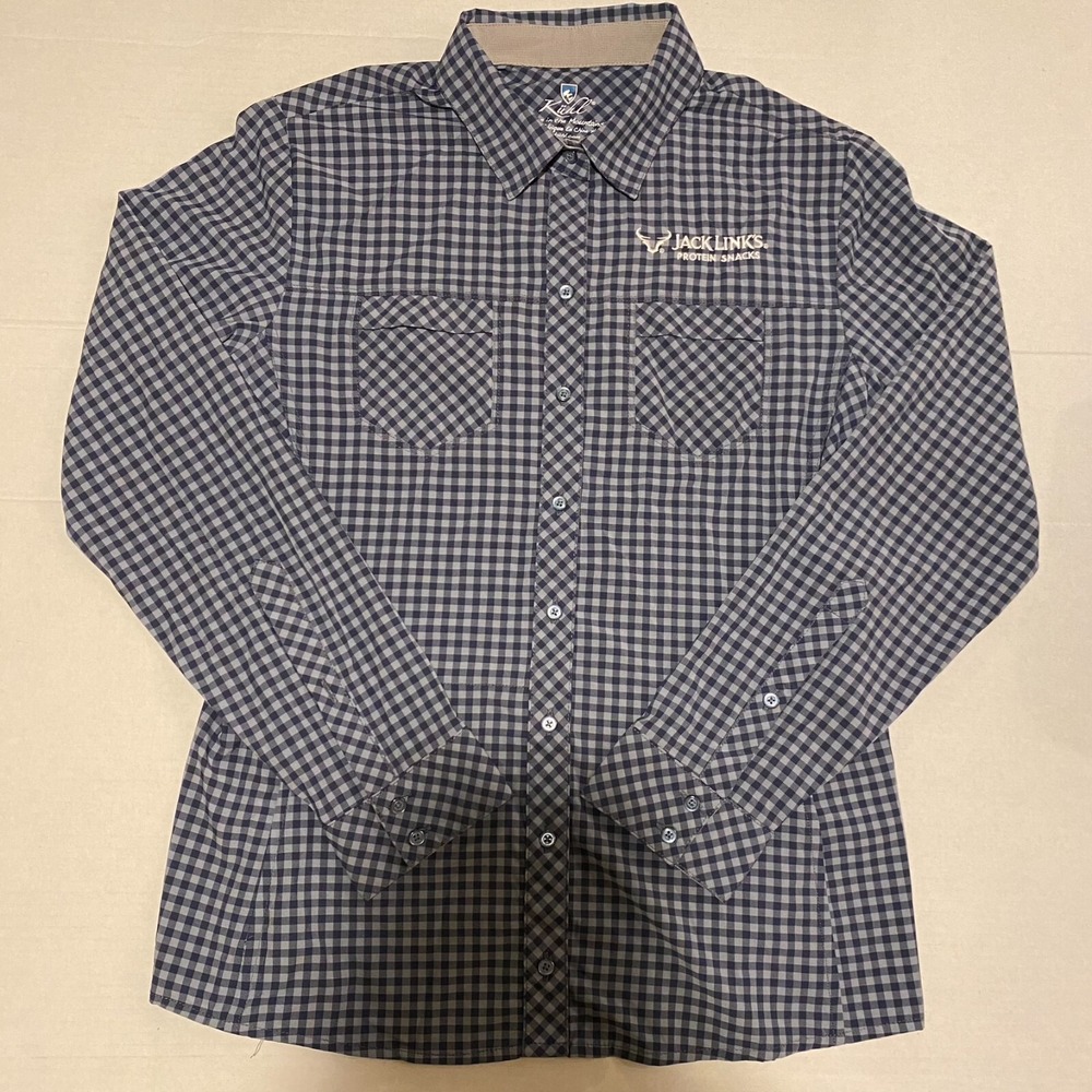 Kuhl Women's SM Ezra Stretch Blue Gingham Button Up Long Sleeve Shirt Jack Links
